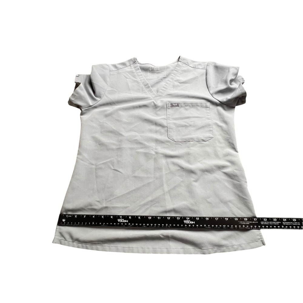 Figs Technical Collection V-Neck Scrub Top Gray Women Medium Single Pocket - Picture 9 of 10